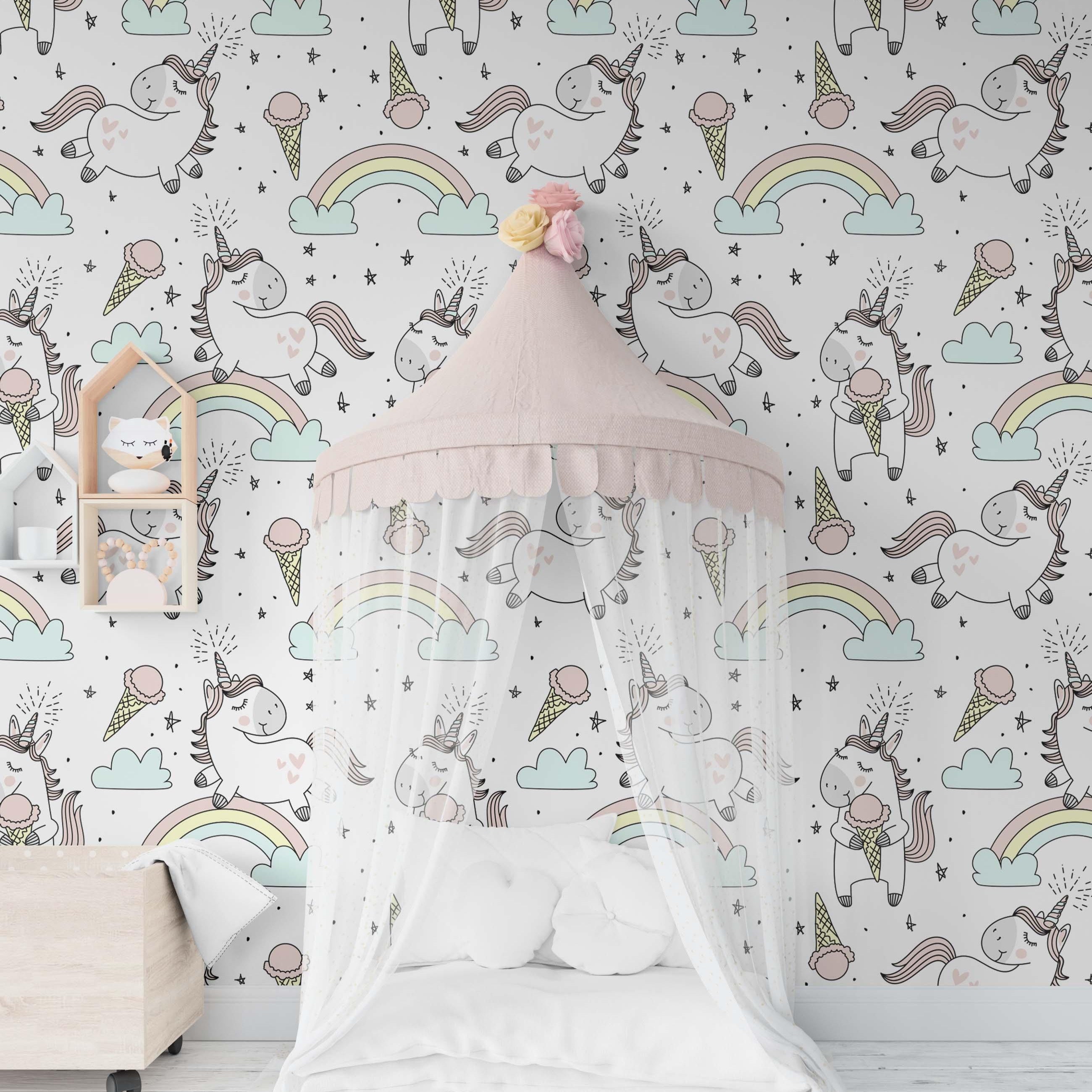 3D Cartoon Unicorn Rainbow Wall Mural Wallpaper 150- Jess Art Decoration