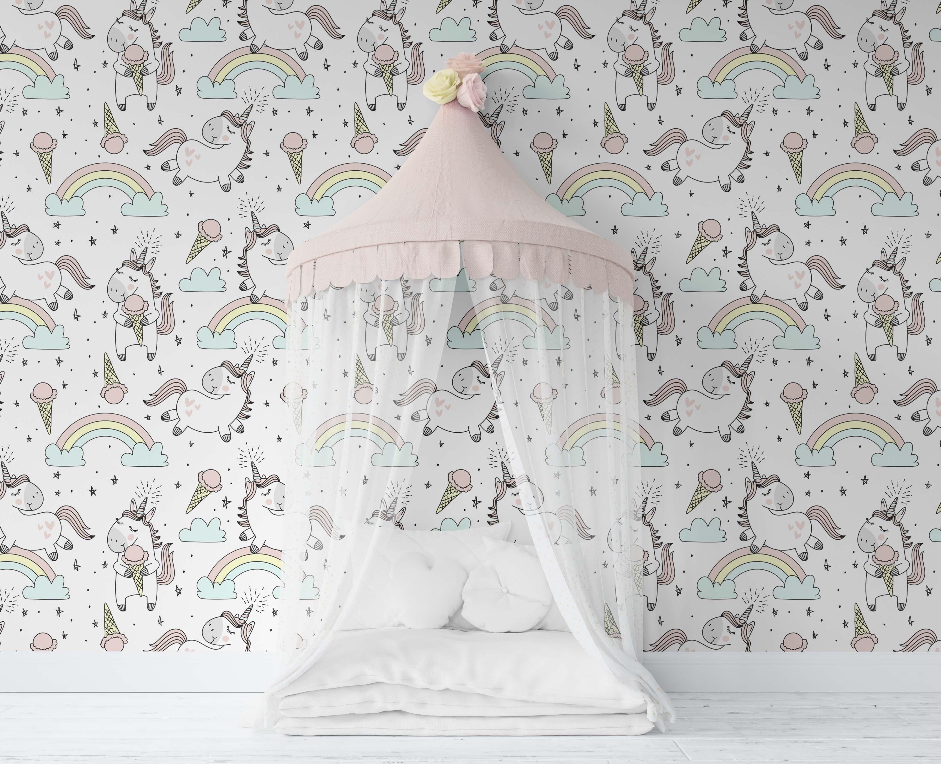 3D Cartoon Unicorn Rainbow Wall Mural Wallpaper 150- Jess Art Decoration