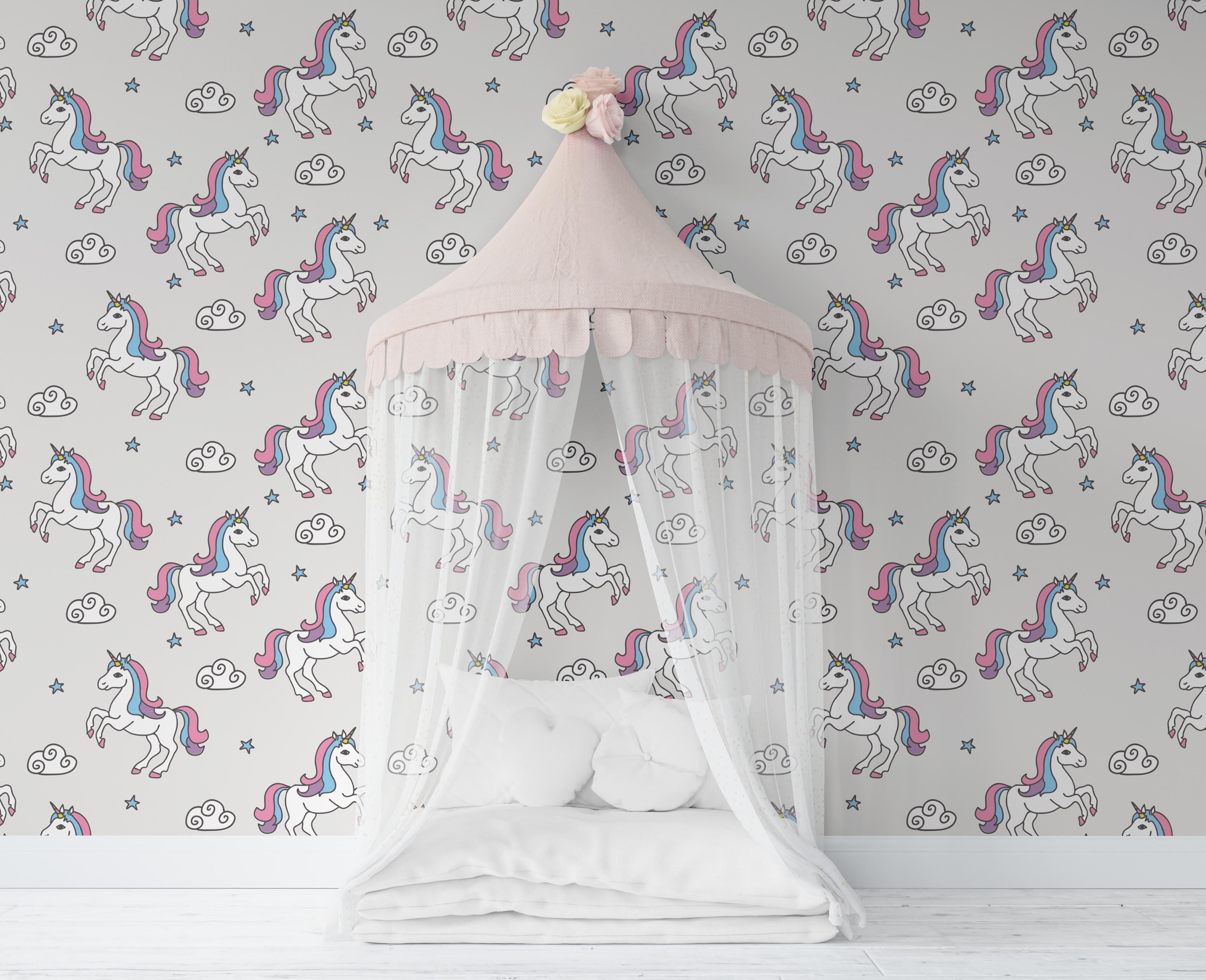 3D Cartoon Unicorn Wall Mural Wallpaper 139- Jess Art Decoration