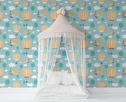 3D Cartoon Balloon Airplane Green Wall Mural Wallpaper 174- Jess Art Decoration