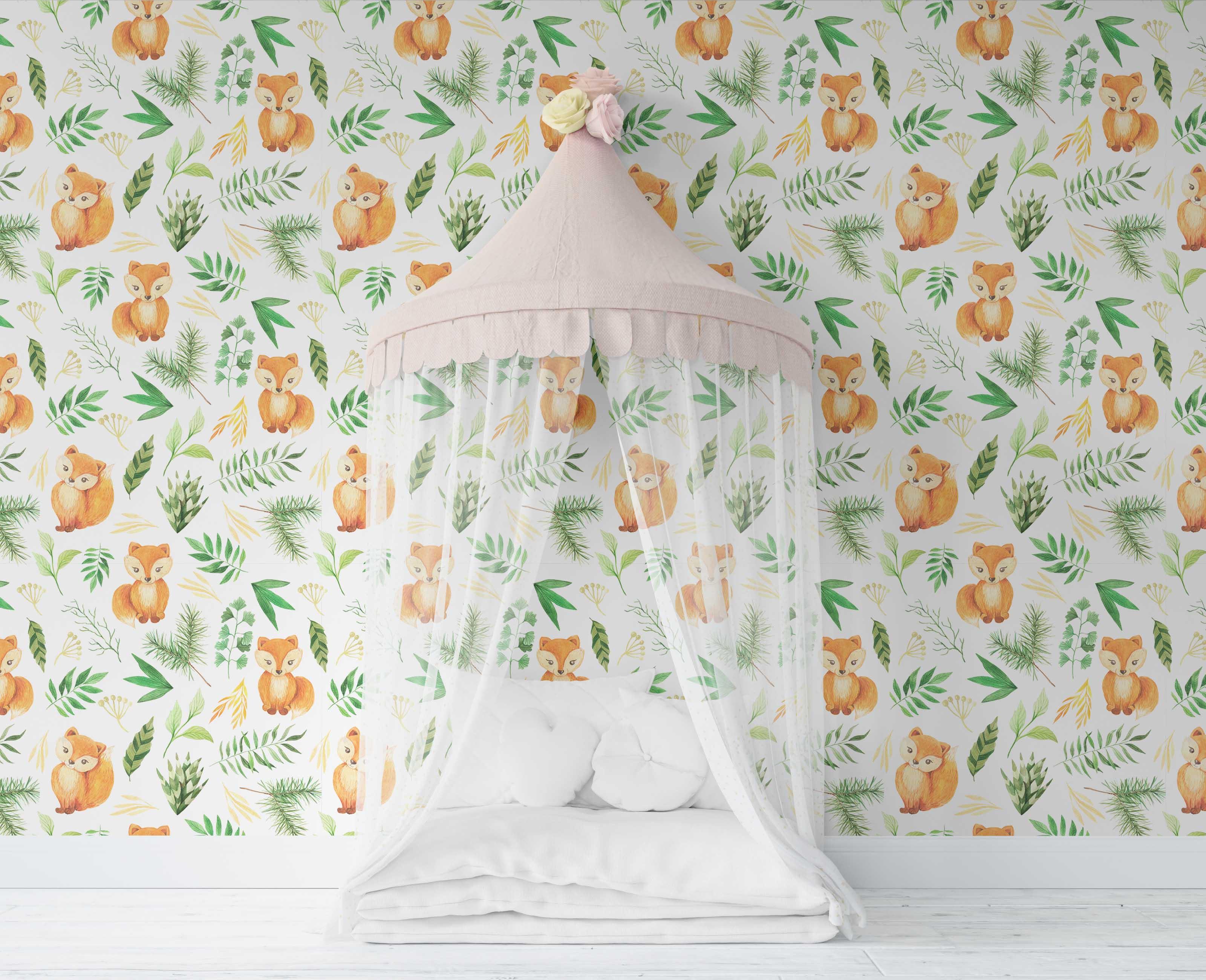 3D Orange Fox Leaf Wall Mural Wallpaper 153- Jess Art Decoration