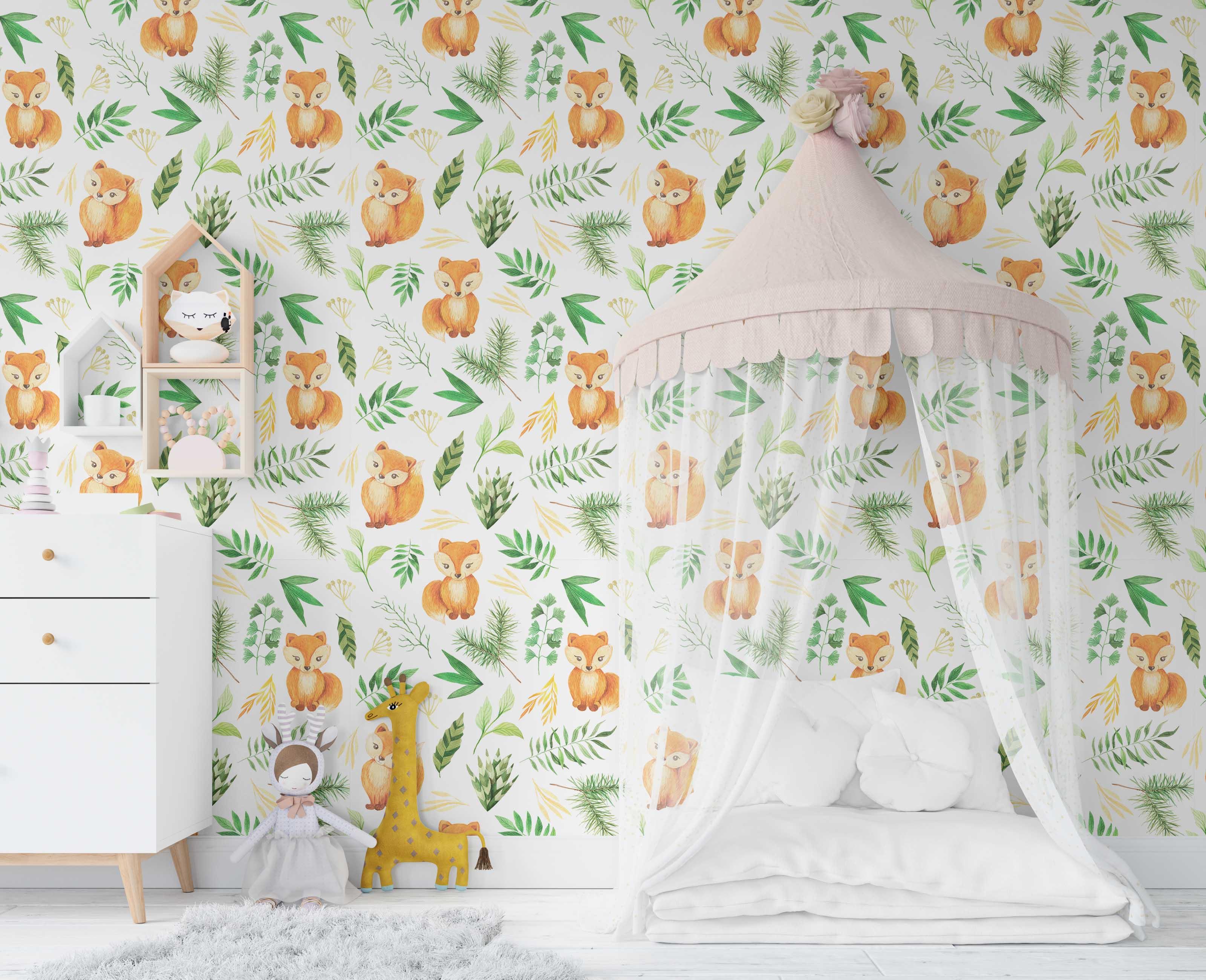 3D Orange Fox Leaf Wall Mural Wallpaper 153- Jess Art Decoration