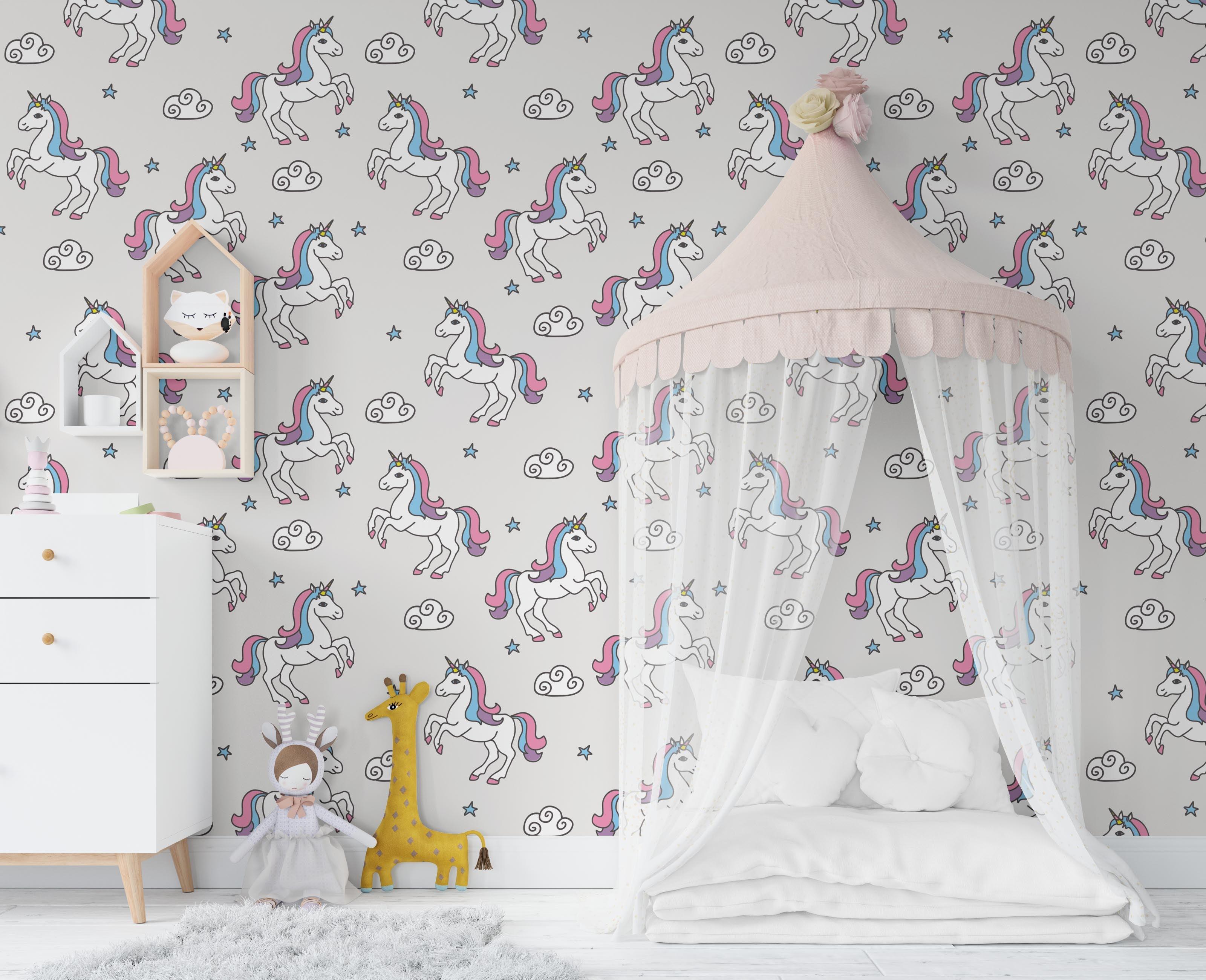 3D Cartoon Unicorn Wall Mural Wallpaper 139- Jess Art Decoration