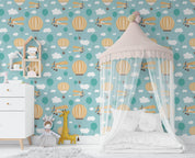 3D Cartoon Balloon Airplane Green Wall Mural Wallpaper 174- Jess Art Decoration