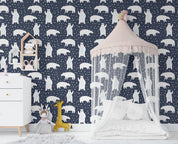 3D Polar Bear Dark Blue Wall Mural Wallpaper 114- Jess Art Decoration