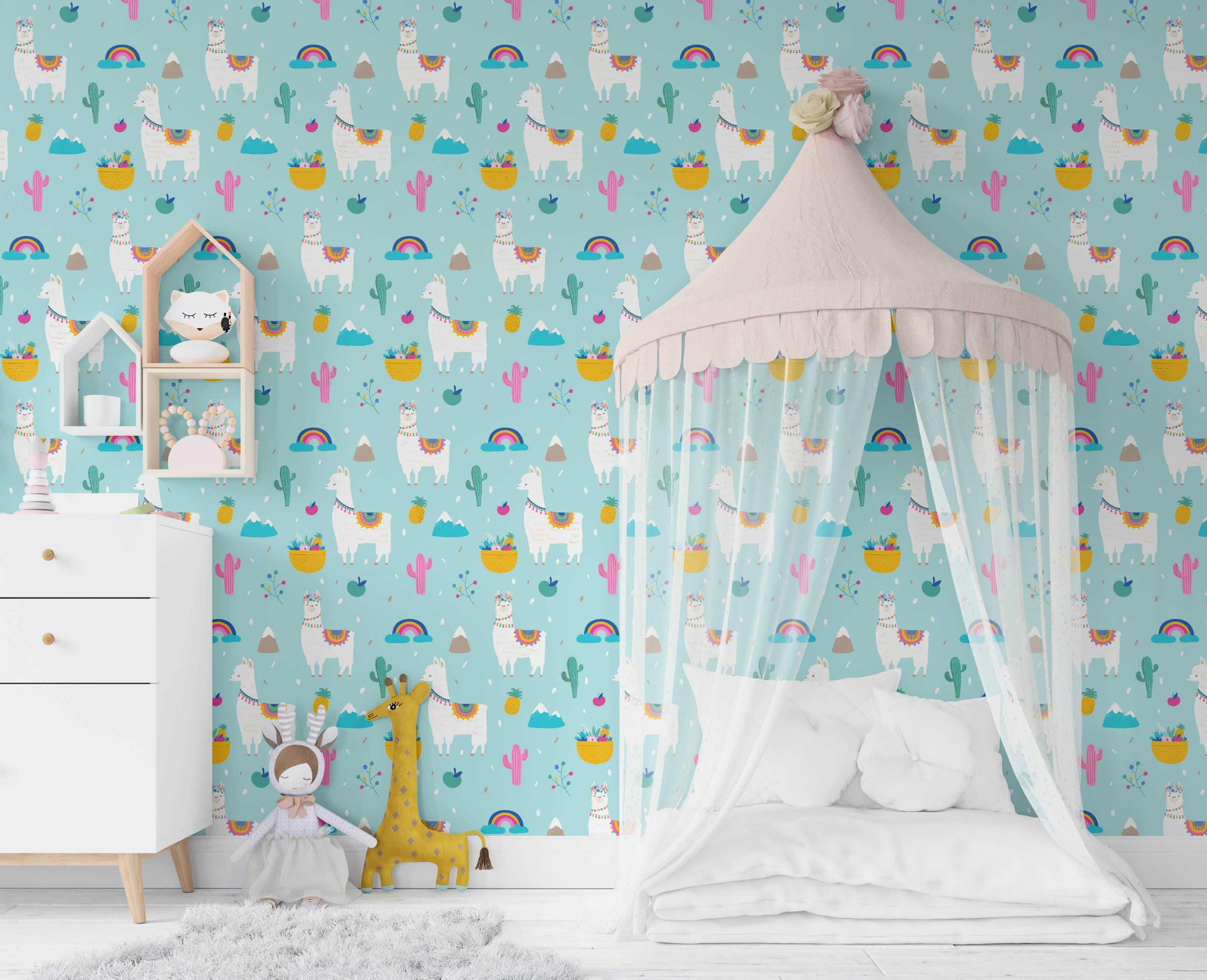 3D Alpaca Cactus Rainbow Wall Mural Wallpaper 15- Jess Art Decoration