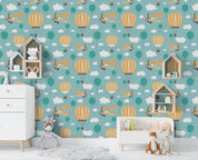 3D Cartoon Balloon Airplane Green Wall Mural Wallpaper 174- Jess Art Decoration