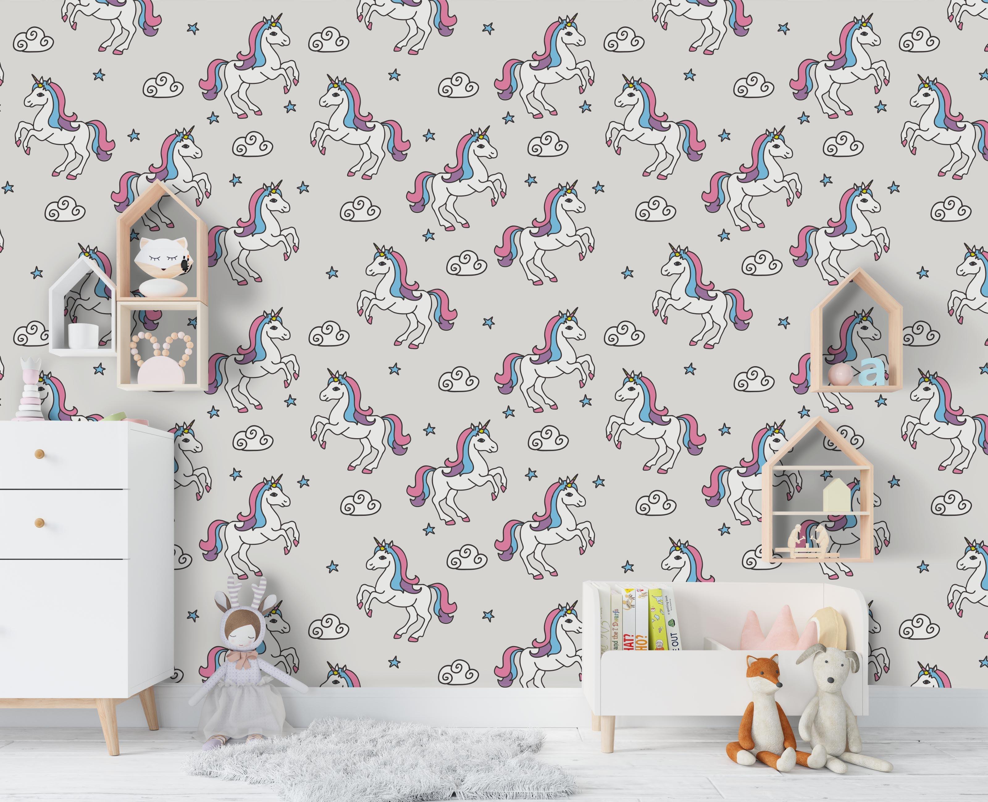 3D Cartoon Unicorn Wall Mural Wallpaper 139- Jess Art Decoration