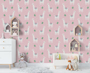 3D Pink Alpaca Wall Mural Wallpaper 161- Jess Art Decoration
