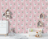 3D Pink Alpaca Wall Mural Wallpaper 161- Jess Art Decoration