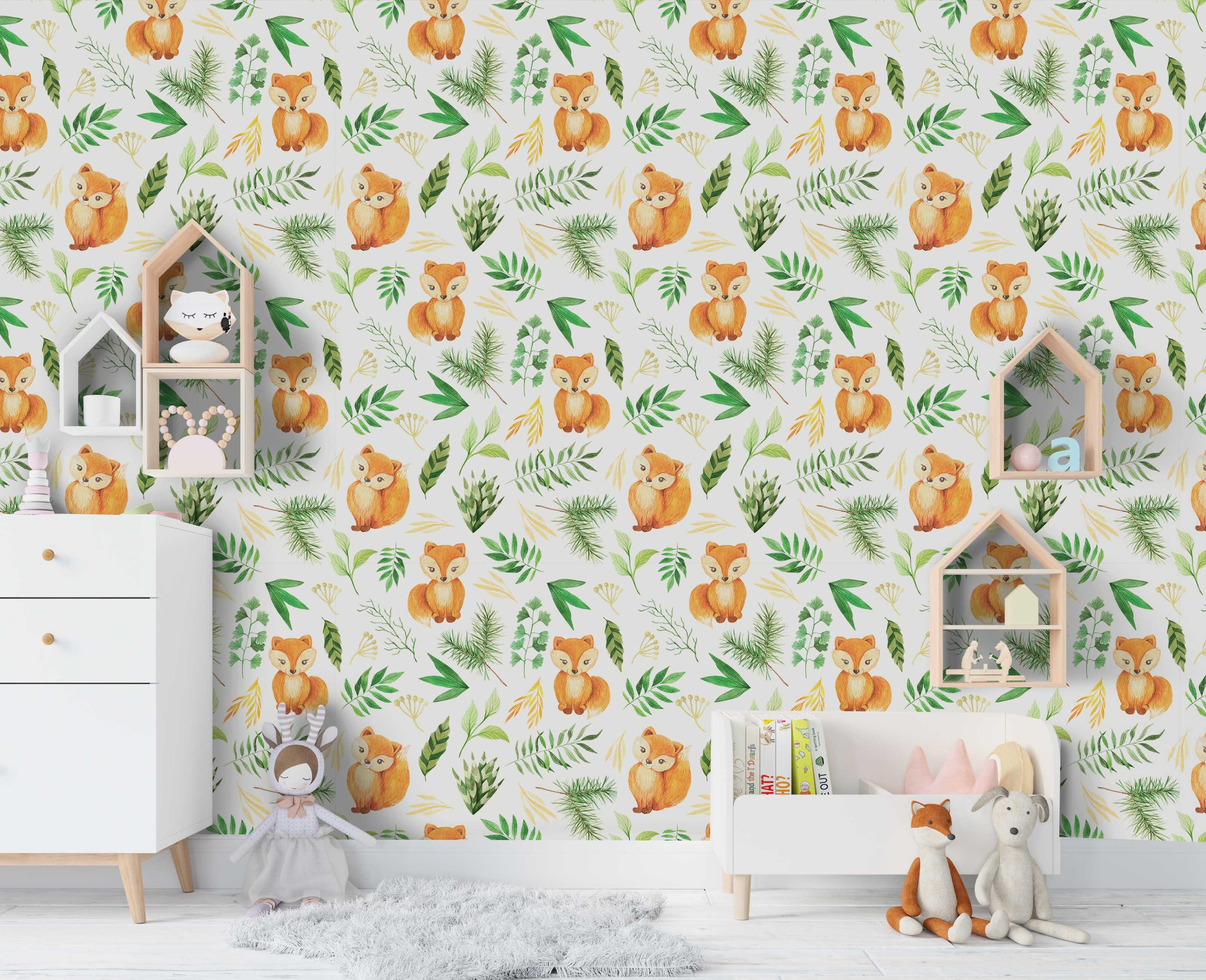 3D Orange Fox Leaf Wall Mural Wallpaper 153- Jess Art Decoration