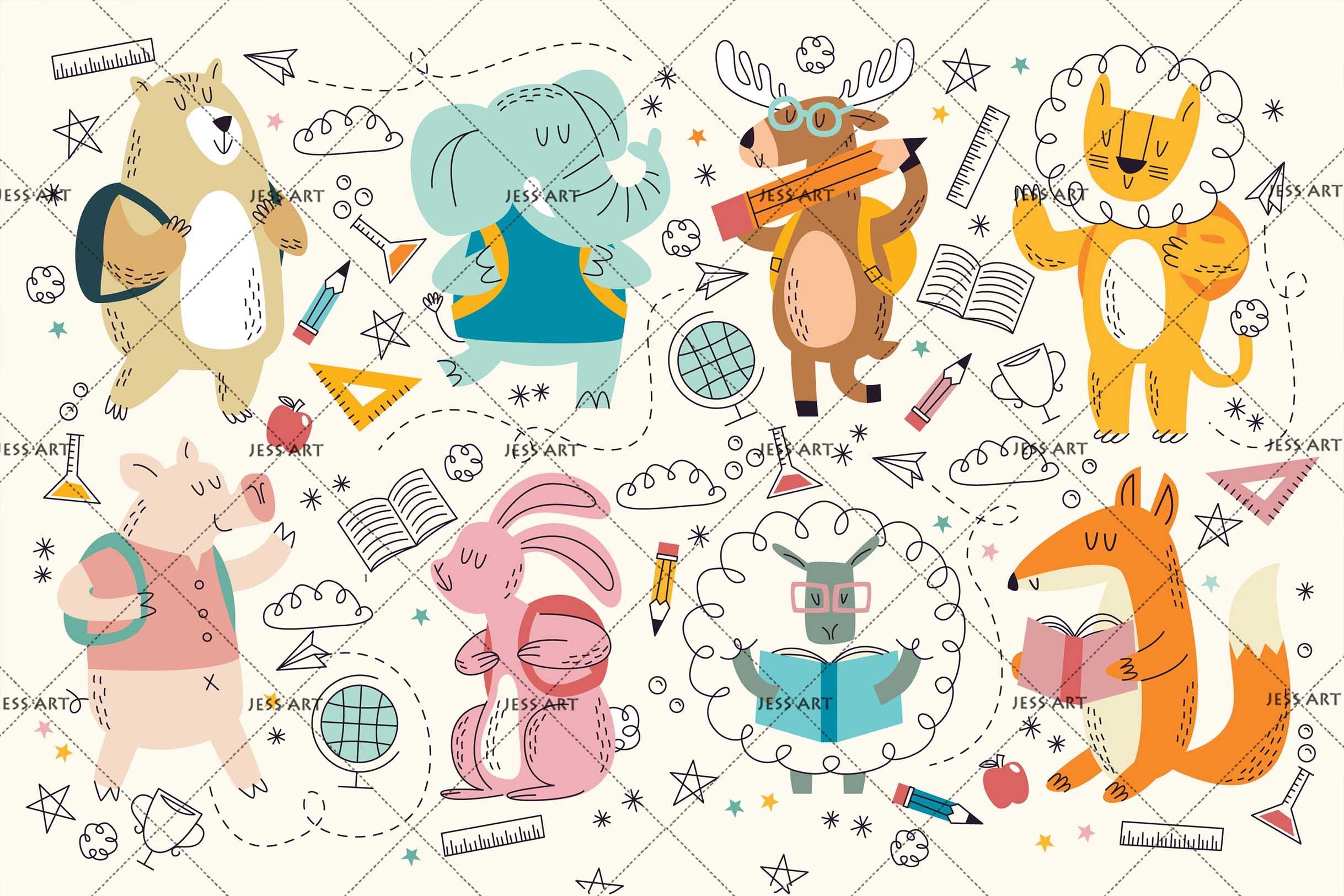 3D Cartoon Animal Pattern Wall Mural Wallpaper 79- Jess Art Decoration