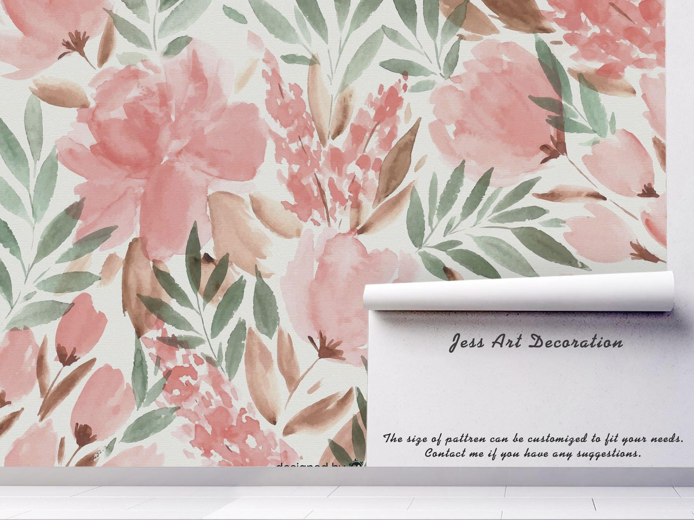 3D Watercolor Pink Floral Wall Mural Wallpaper 44- Jess Art Decoration