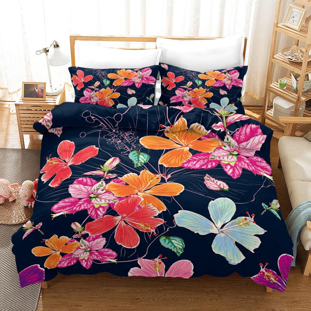 3D Tropical Color Floral Quilt Cover Set Bedding Set Duvet Cover Pillowcases 128- Jess Art Decoration