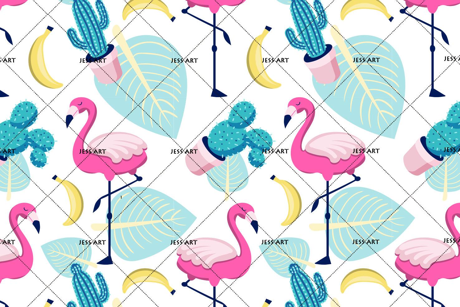 3D Flamingo Cactus Wall Mural Wallpaper 2- Jess Art Decoration