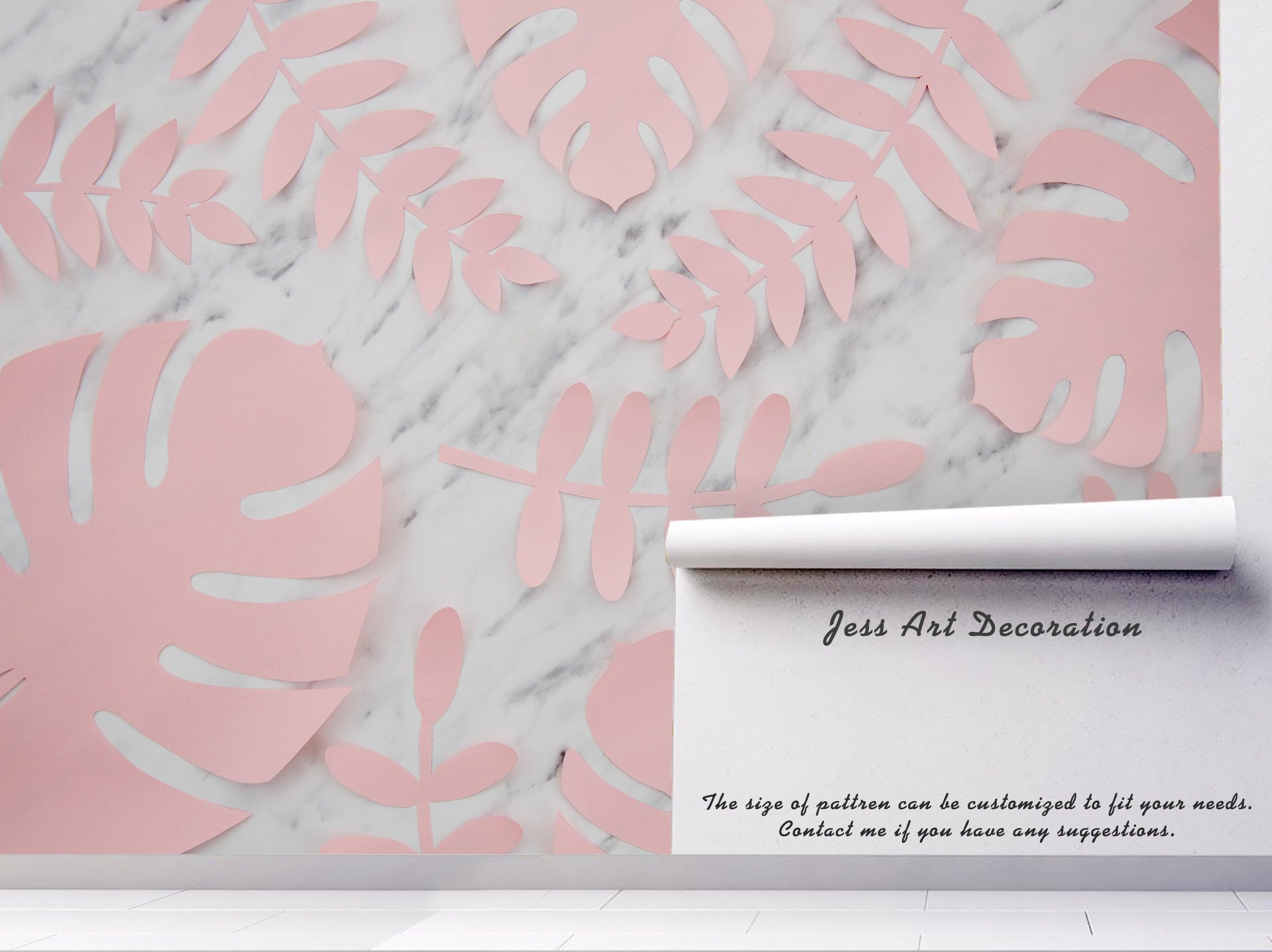 3D Pink Palm Leaves Marble Background Wall Mural Wallpaper 47- Jess Art Decoration