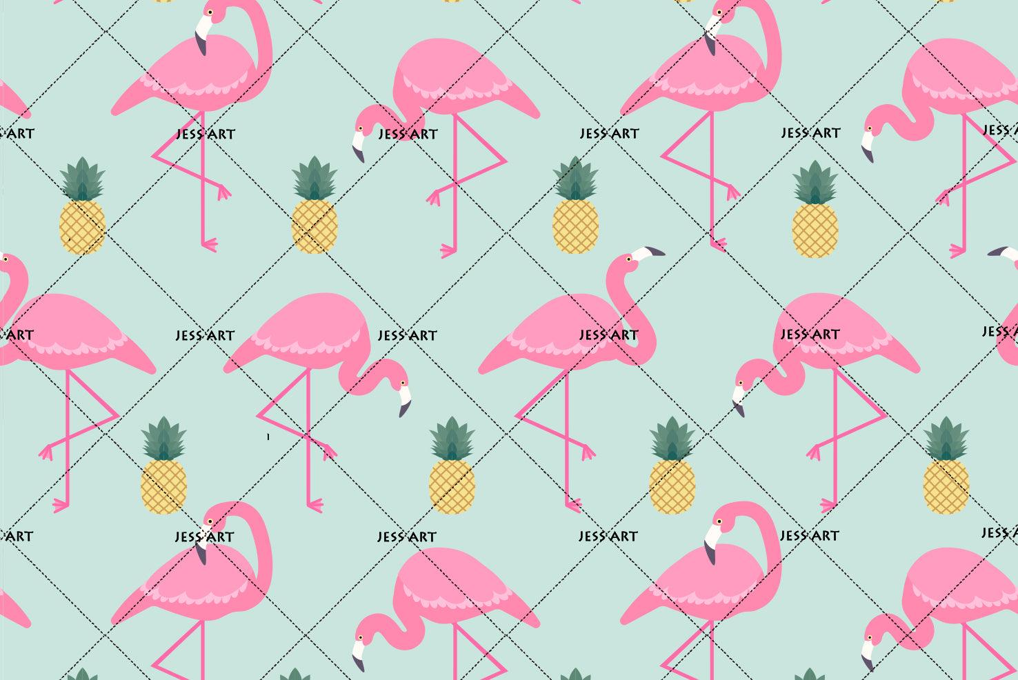3D Flamingo Pineapple Wall Mural Wallpaper 5- Jess Art Decoration