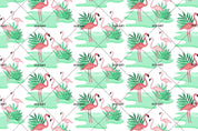 3D Flamingo Green Leaves Wall Mural Wallpaper 6- Jess Art Decoration