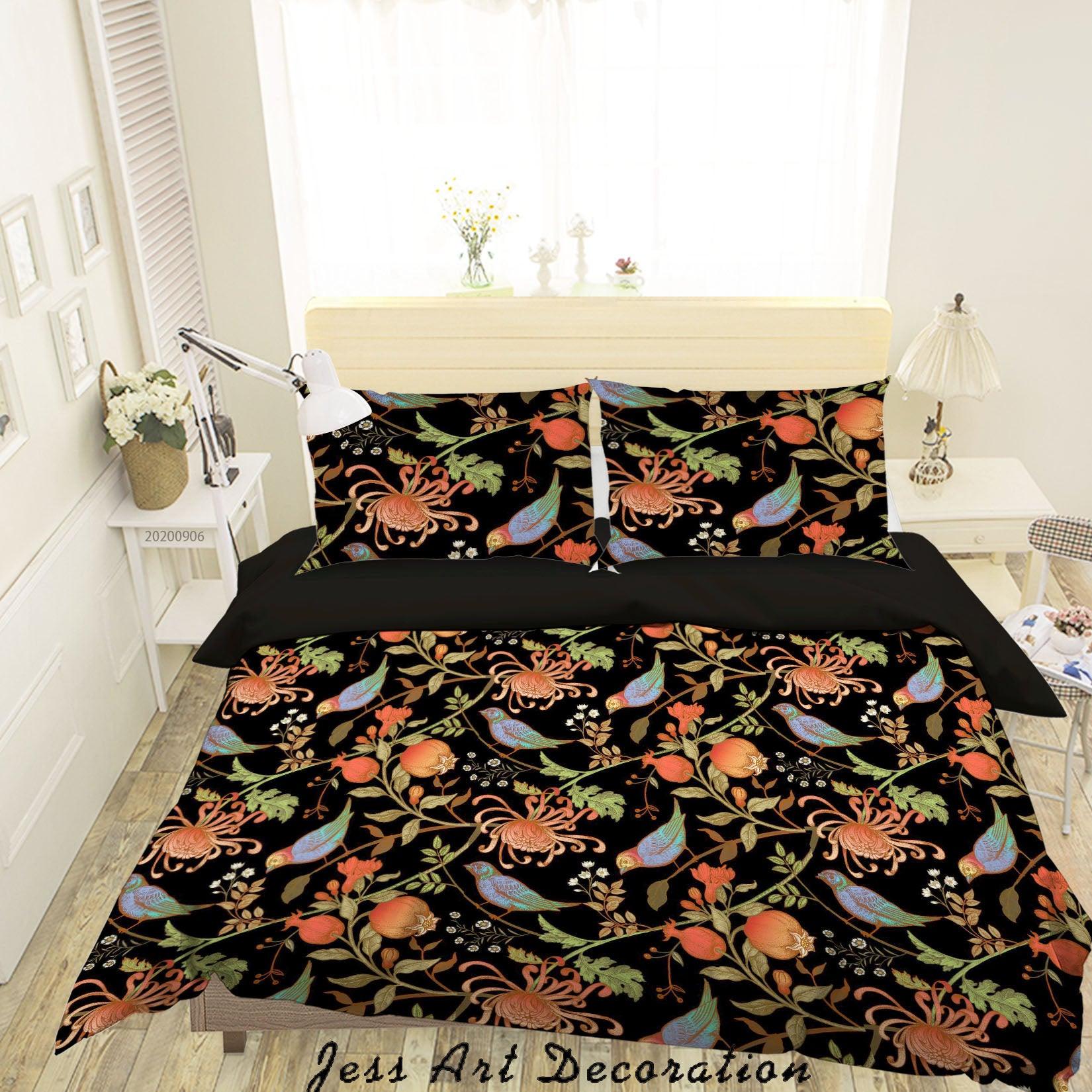 3D Vintage Leaves Red Floral Pattern Quilt Cover Set Bedding Set Duvet Cover Pillowcases WJ 3628- Jess Art Decoration