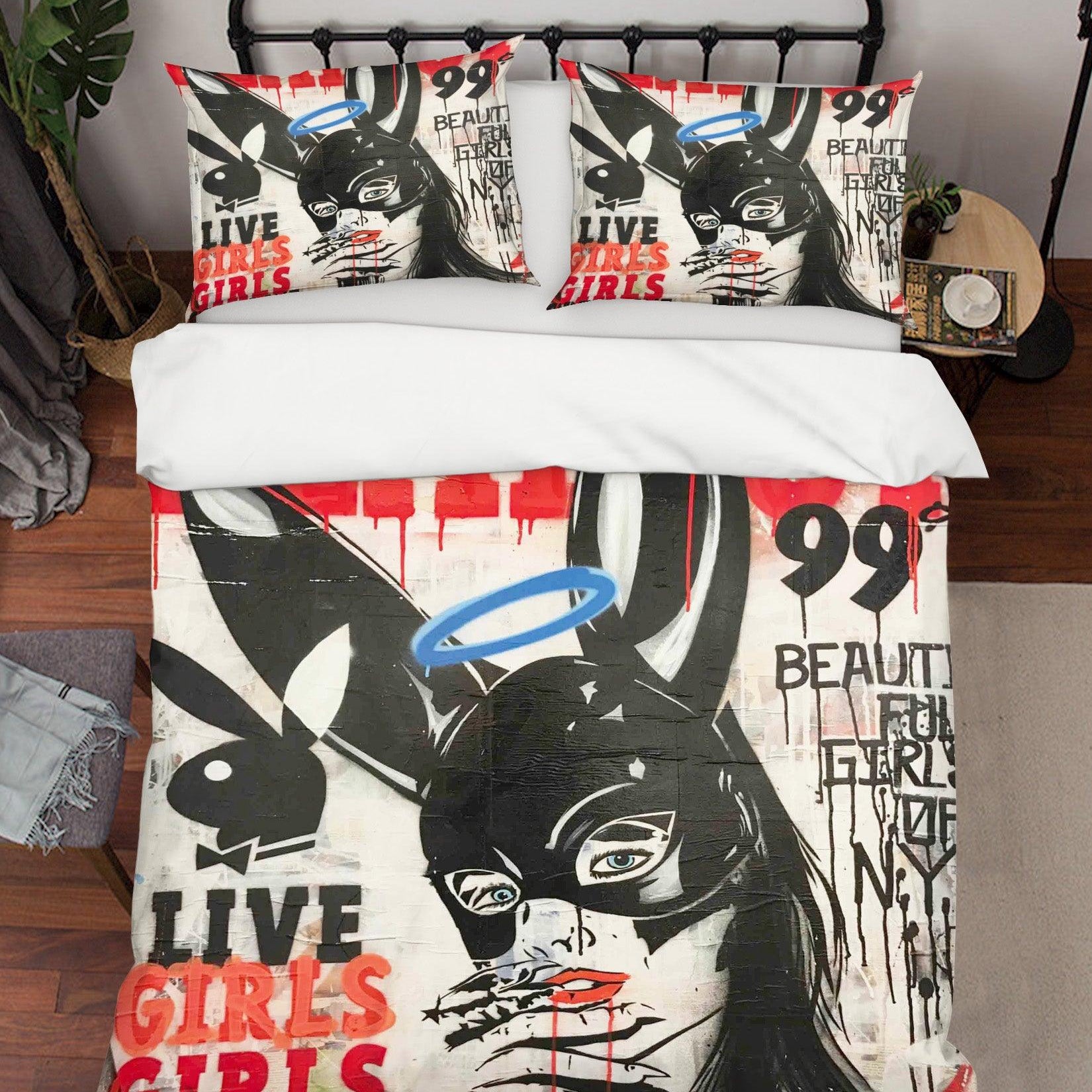 3D Abstract Live Girl Quilt Cover Set Bedding Set Duvet Cover Pillowcases LXL- Jess Art Decoration