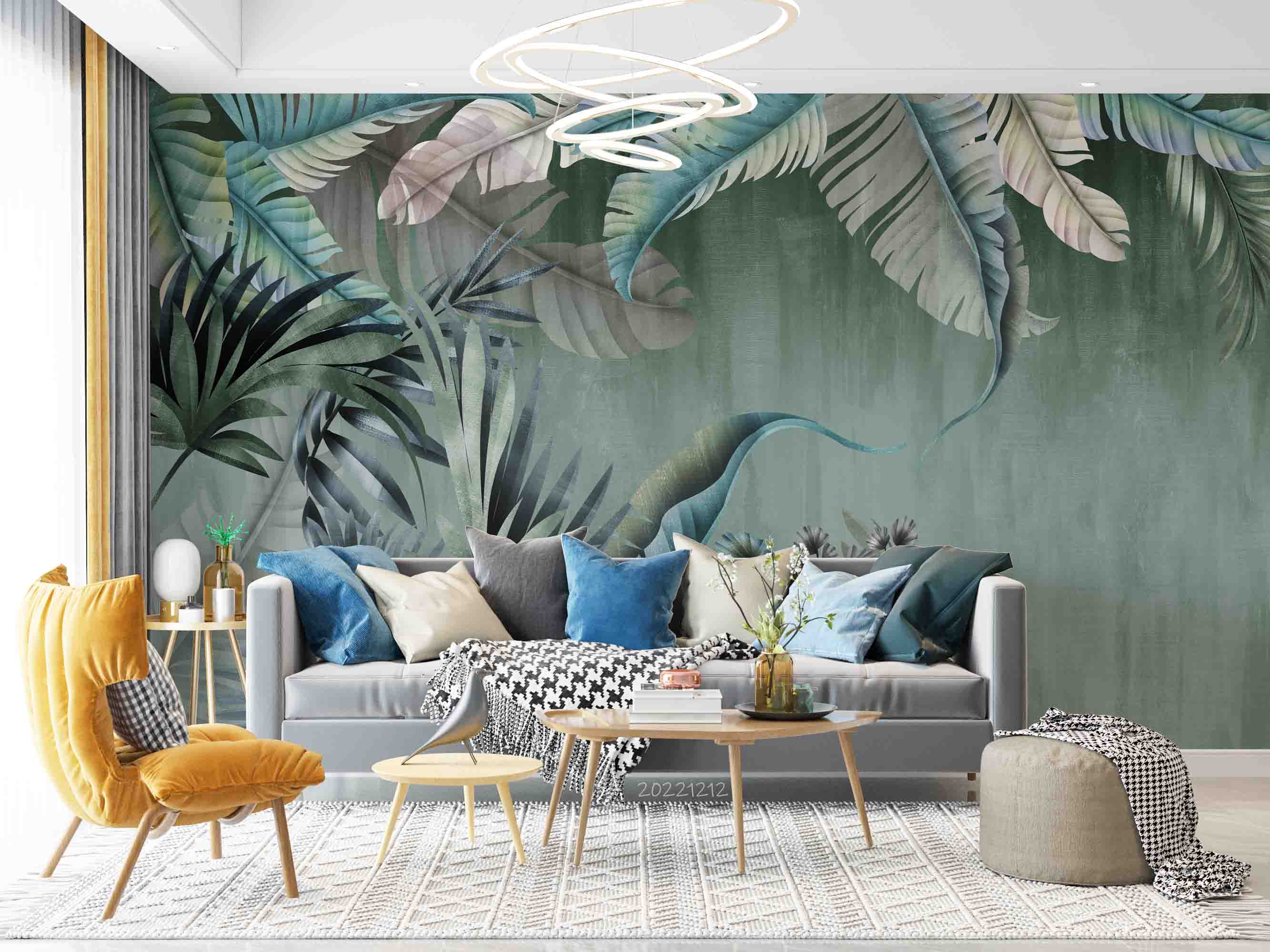 3D Modern Tropical Plant Leaf Wall Mural Wallpaper GD 1747- Jess Art Decoration