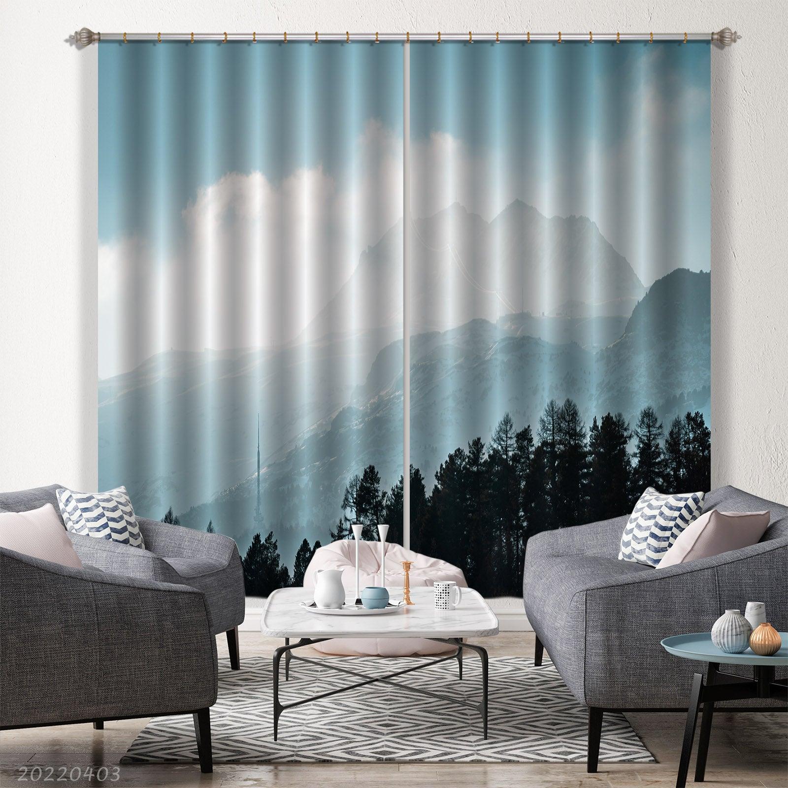 3D Landscape Mountain Woods Misty Curtains and Drapes GD 3280- Jess Art Decoration