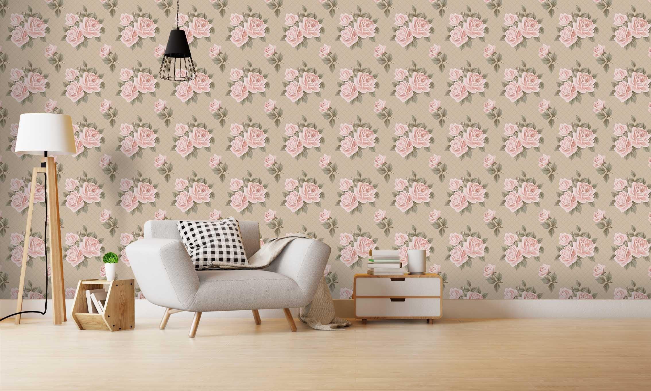 3D Grid Rose Flowers Wall Mural Wallpaper SF39- Jess Art Decoration