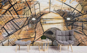 3D Yellow Graffiti Art Abstract Lion Wall Mural Wallpaper ZY D79- Jess Art Decoration