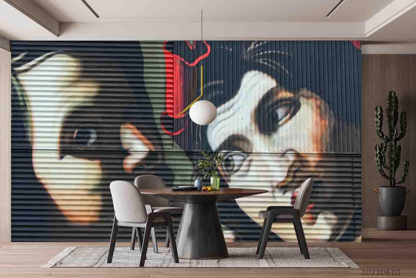 3D Hand-painted Characters Man Woman  Wall Mural Wallpaper SWW1871- Jess Art Decoration