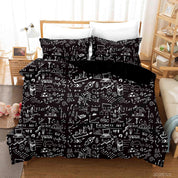 3D Abstract Black Illustration Graffiti Quilt Cover Set Bedding Set Duvet Cover Pillowcases 15- Jess Art Decoration