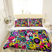 3D Graffiti Colorful Monster Quilt Cover Set Bedding Set Duvet Cover Pillowcases LXL 87- Jess Art Decoration