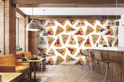 3D Pizza Slice Pattern White Cartoon Wall Mural Wallpaper SWW97- Jess Art Decoration
