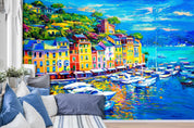 3D City Harbor Yacht Oil Painting Wall Mural Wallpaper SF- Jess Art Decoration