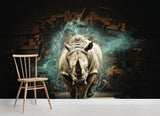 3D Rhinoceros Wall Mural Wallpaper 36- Jess Art Decoration