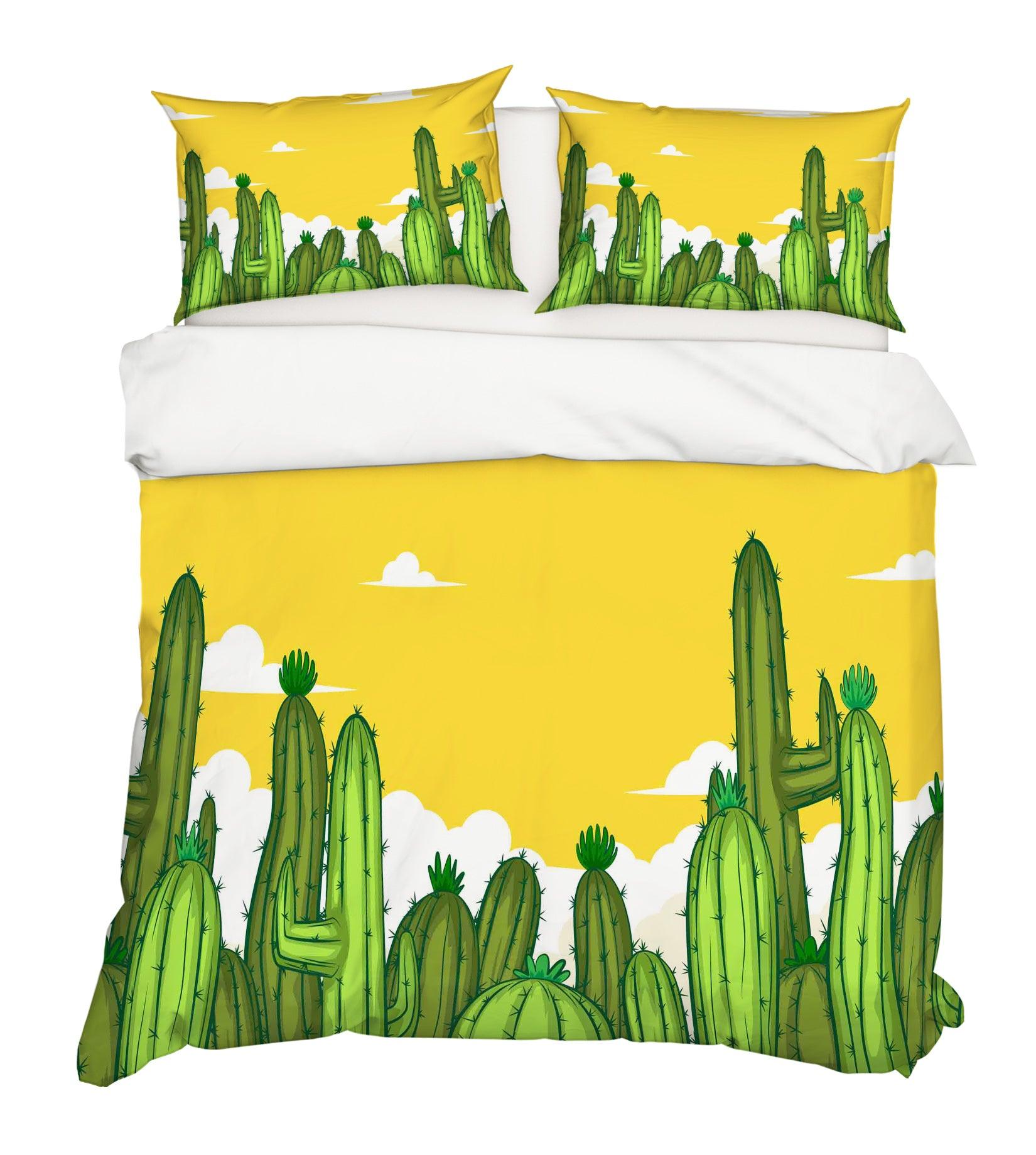 3D Watercolor Green Cactus Quilt Cover Set Bedding Set Pillowcases 86- Jess Art Decoration