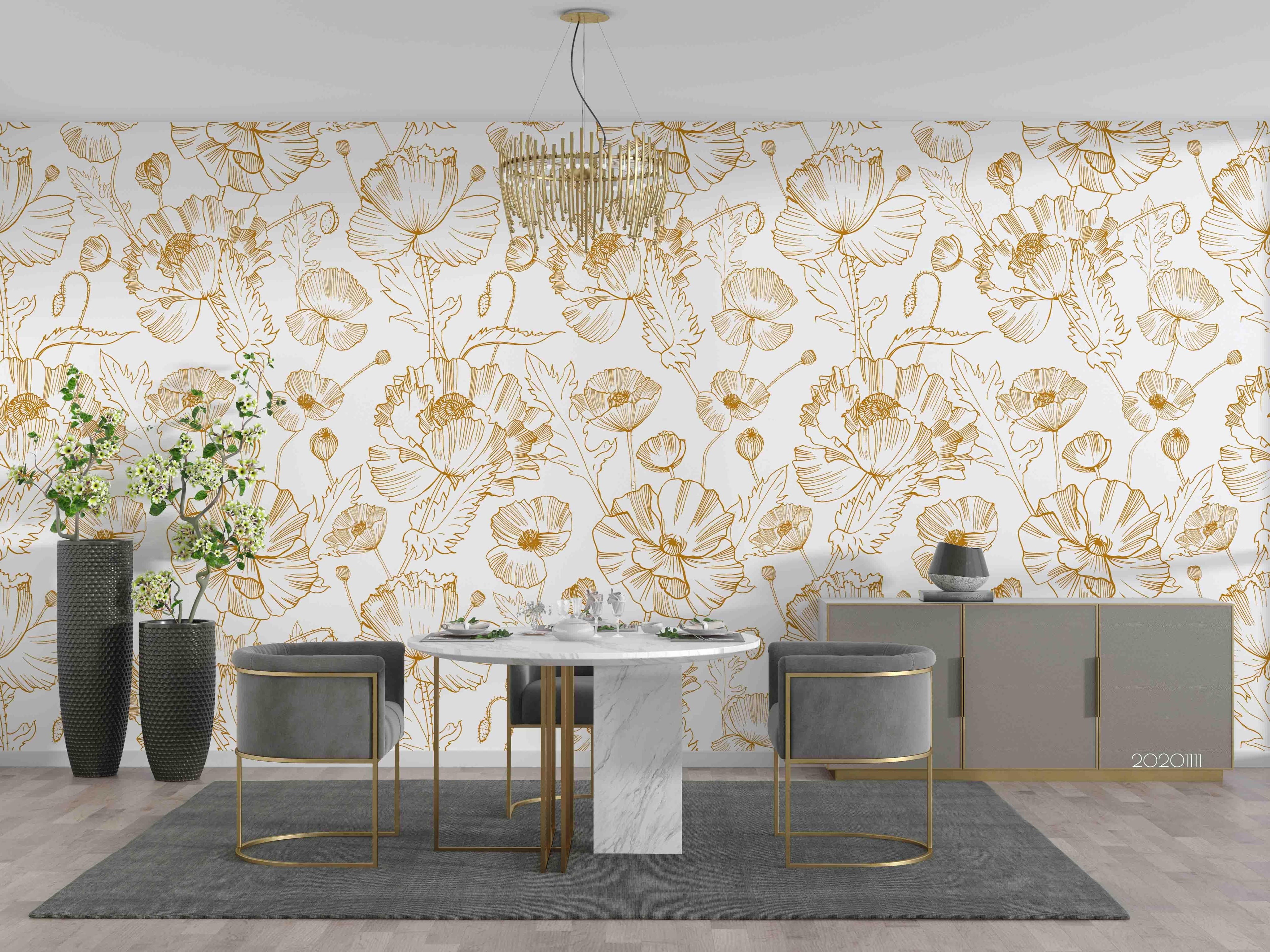 3D Hand Drawn Floral Plant Leaves Pattern Wall Mural Wallpaper LXL- Jess Art Decoration