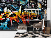 Graffiti Orangutan Alphabet Wallpaper typography graffiti wall mural for teen room or studio - view 2