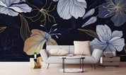 3D Retro Blue Floral Wall Mural Wallpaper A150 LQH- Jess Art Decoration