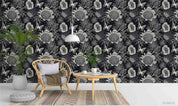3D Retro Grey Floral Wall Mural Wallpaper A107 LQH- Jess Art Decoration
