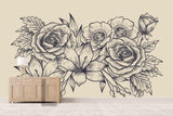 3D simple strokes black white flowers wall mural wallpaper 47- Jess Art Decoration