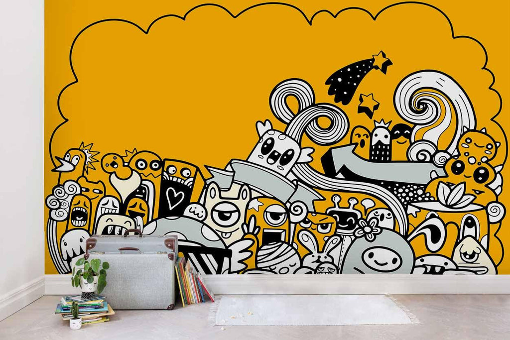 Happy Yellow 01A – affordable wall mural – Photowall