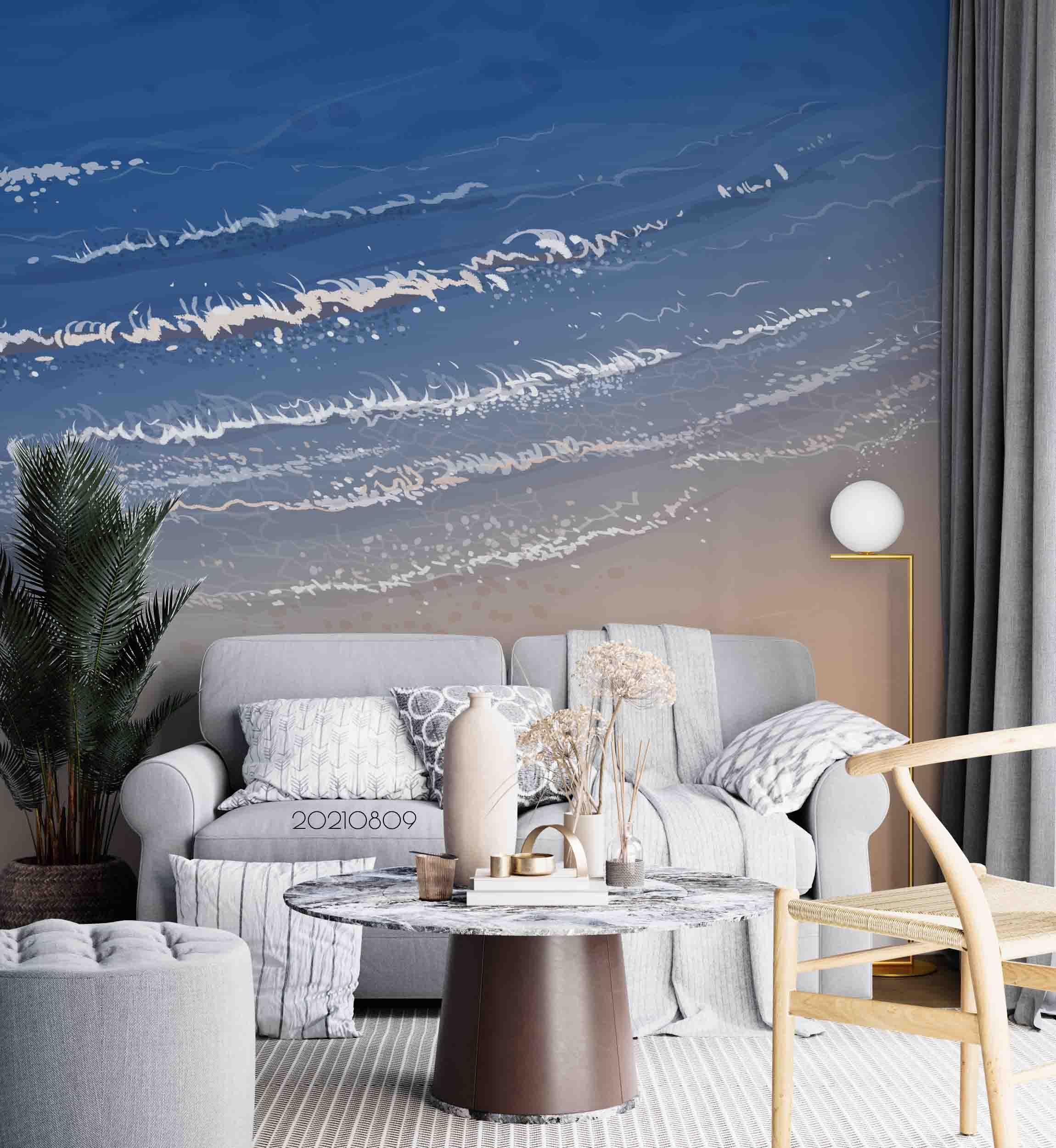 3D Hand-painted Oceans Beach Wall Mural Wallpaper SWW4961- Jess Art Decoration