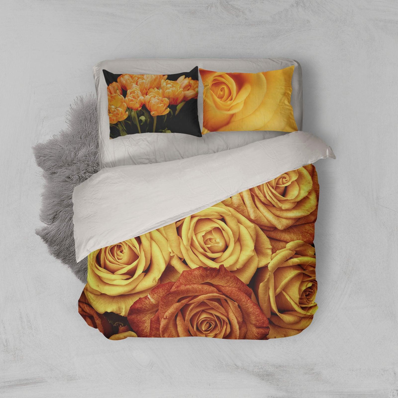 3D Yellow Rose Quilt Cover Set Bedding Set Pillowcases 21- Jess Art Decoration