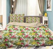3D Colourful Flowers Leaves Pattern Quilt Cover Set Bedding Set Duvet Cover Pillowcases WJ 1348- Jess Art Decoration