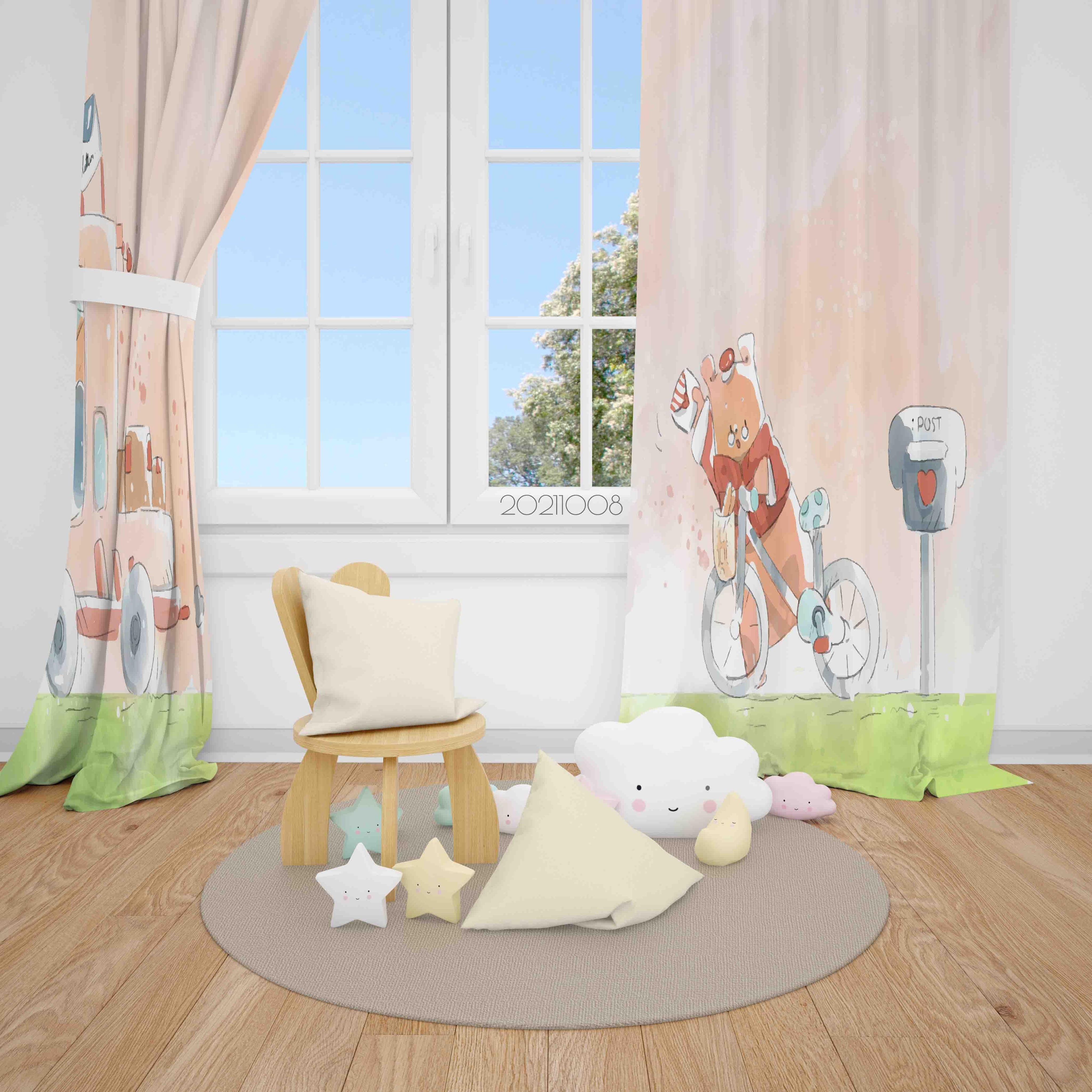 3D Cartoon Animal Car Pattern Curtains and Drapes LQH 16- Jess Art Decoration