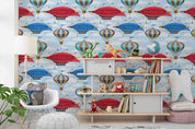 3D Hand Drawn Hot Air Balloon Spaceship Wall Mural Wallpaper LQH 136- Jess Art Decoration