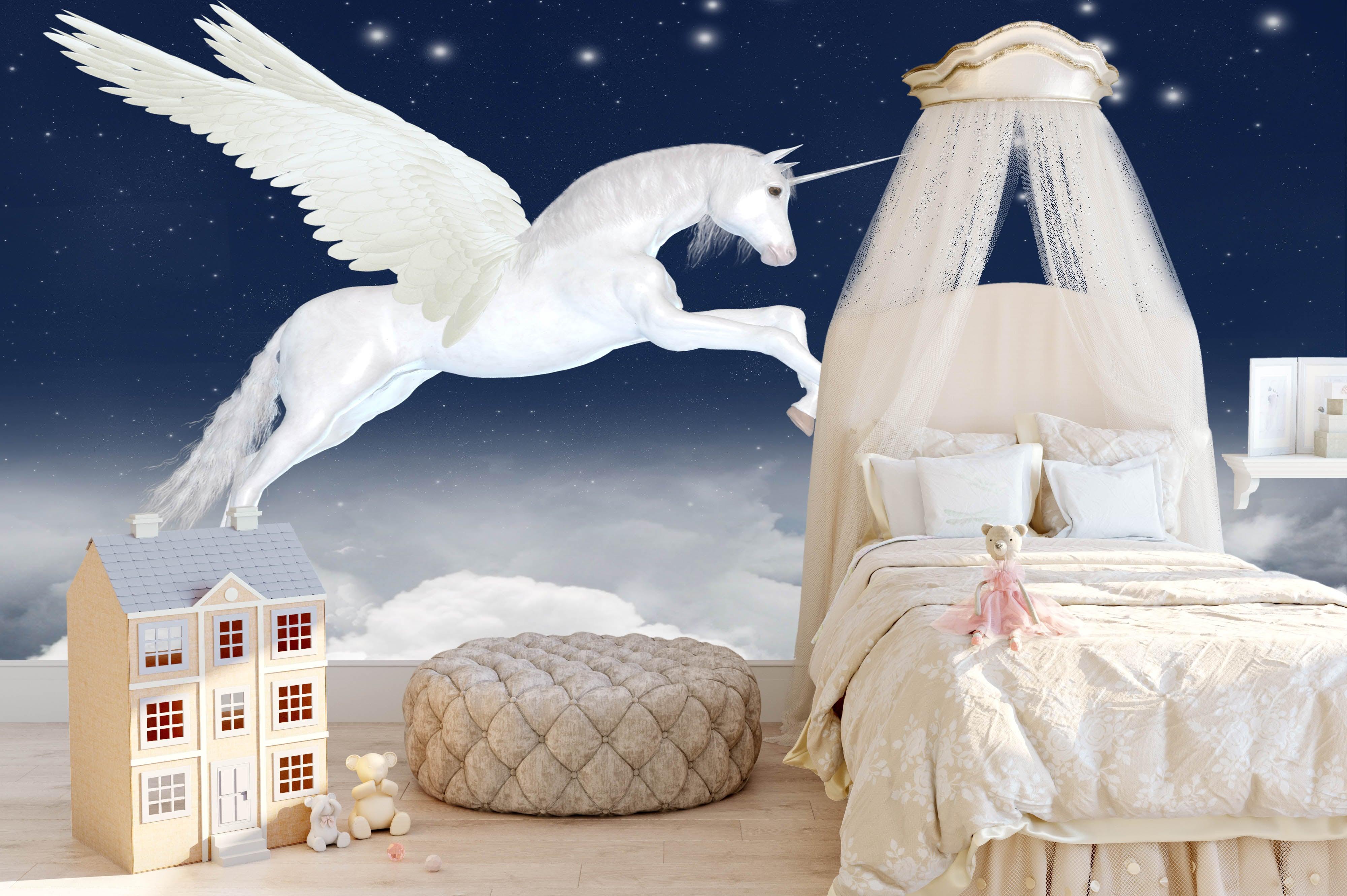 3D Blue Sky Flying Horse Wall Mural Wallpaper 141- Jess Art Decoration