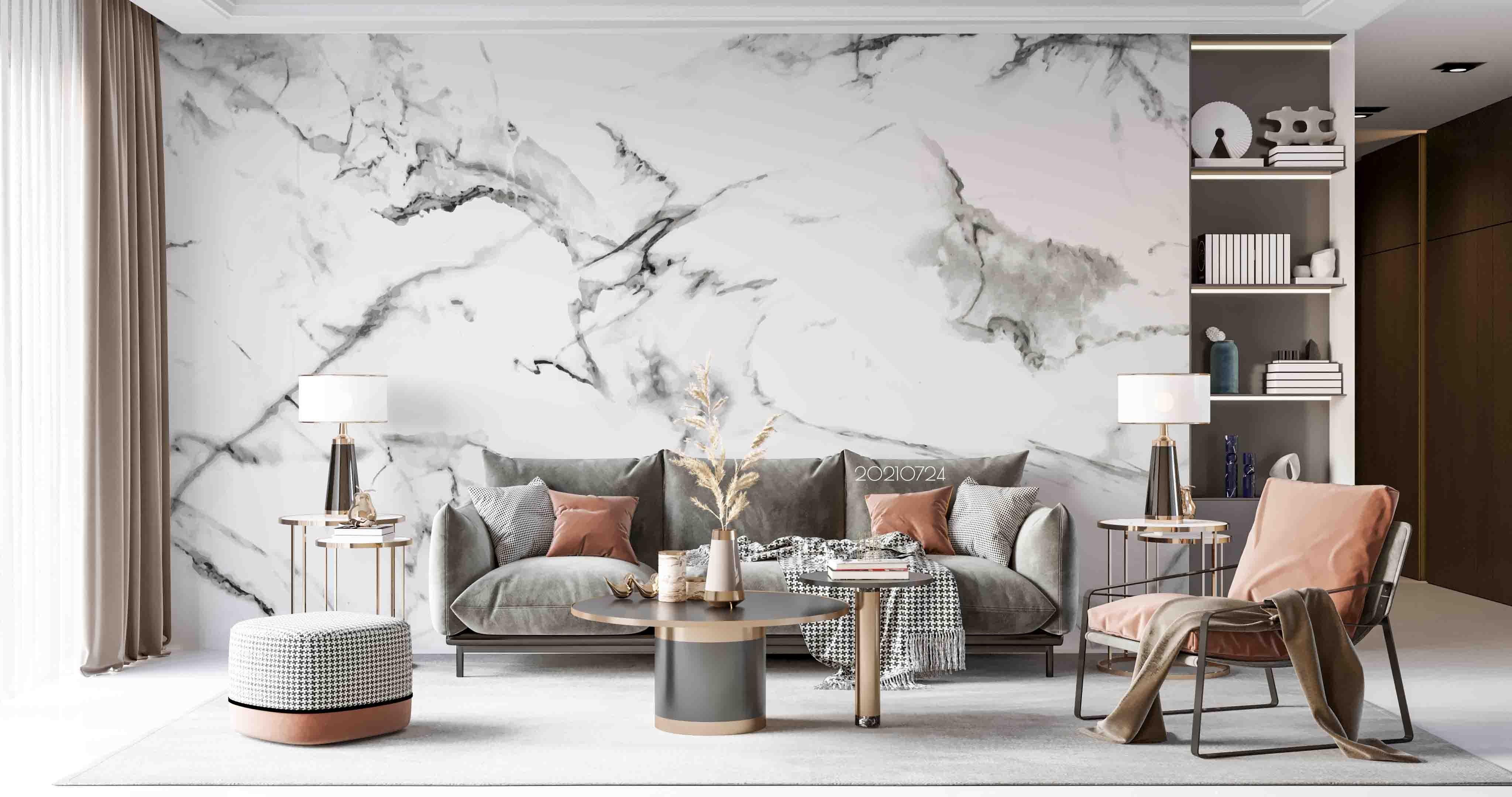 3D White Black Marble Texture Wall Mural Wallpaper SWW3673- Jess Art Decoration