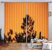 3D Pine Orange Background Pattern Curtains and Drapes GD 2468- Jess Art Decoration