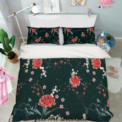 3D Red Floral Dark Quilt Cover Set Bedding Set Pillowcases 98- Jess Art Decoration